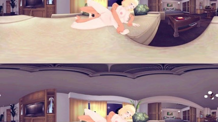 Светловолосая аниме девушка любит, когда ее трахают боком на кровати